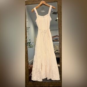 Billabong Cream Tiered Maxi Dress with Tie Waist